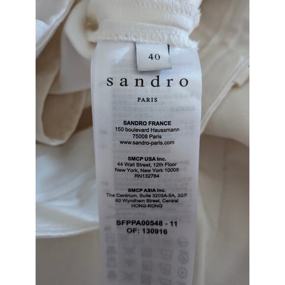 NWT Sandro Paris Wide Leg Linen Blend Pants Ecru FR 40 US 8 Trousers High Waist - Picture 7 of 9
